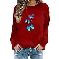 Workout Tops for Women,Womens Sweatshirts Casual Tops Floral Printed Crewneck Long Sleeve Pullover Tunic Shirts