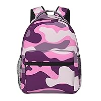 Purple Camouflage Pattern Large Backpack For Men Women Personalized Laptop Tablet Travel Daypacks Shoulder Bag