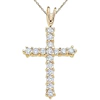 14K Yellow Gold Straight 0.56 ctw Diamond Cross Pendant (chain NOT included)