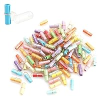 100 Pcs Lovely Cute Clear Pill Shaped Plastic Message Bottles Mini Capsule Love Friendship Wishing Bottles with Paper (100)
