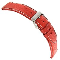 18mm deBeer Red Genuine Sports Leather Handcrafted Stitched Mens Watch Band Reg