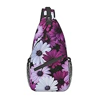 Sling Backpack,Travel Hiking Daypack Blossom Flower Print Rope Crossbody Shoulder Bag