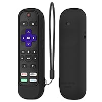 SIKAI Protective Case for ROKU Voice Remote Pro, for Roku Ultra 2020/2019 Remote, Shockproof Silicone Cover for Roku Ultra 4800R 4670R RCS01R Voice Remote Pro Anti-Lost with Loop (Black)
