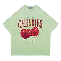Aelfric Eden Oversized Graphic Tees Unisex Cherries Print T Shirts Casual Summer Short Sleeve Top Cotton Cute Tee Shirt