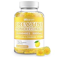 Creatine Monohydrate Gummies 5g, Chewable Creatine Monohydrate Gummy for Men Women, Creatine Monohydrate Supplement for Muscle Strength Energy with L-Taurine, B12 - Lemon Flavored