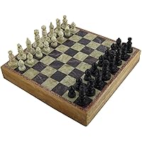 DakshCraft Game Chess Set in Wood with Marble Pieces, 12