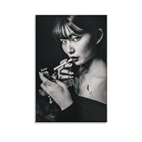 BGHYYTN Black And White Art Poster Cigarette Smoking Sexy Woman Canvas Painting Wall Art Poster for Bedroom Living Room Decor 08x12inch(20x30cm) Unframe-style