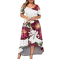 Plus Size Dresses for Curvy Women,2024 Spring Summer Trendy Floral Boho Maxi Dress,Elegant Flowy Bodycon Wedding Guest Dress