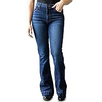 Kimes Ranch Women's Jennifer Ultra-High Rise Wide Flare Dark Wash Blue Jeans