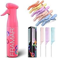 Pastel Alligator Hair Clips 10 Pack -FRAMAR Dreamweaver Highlight Comb Set - FRAMAR Pink Premium Hair Spray Bottle Continuous Mist