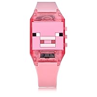 Accutime Microsoft Minecraft Kids Digital Watch - LED Flashing Light, LCD Display, Kids, Girls Watch, Silicone Strap in Pink (Model: Min4031AZ)