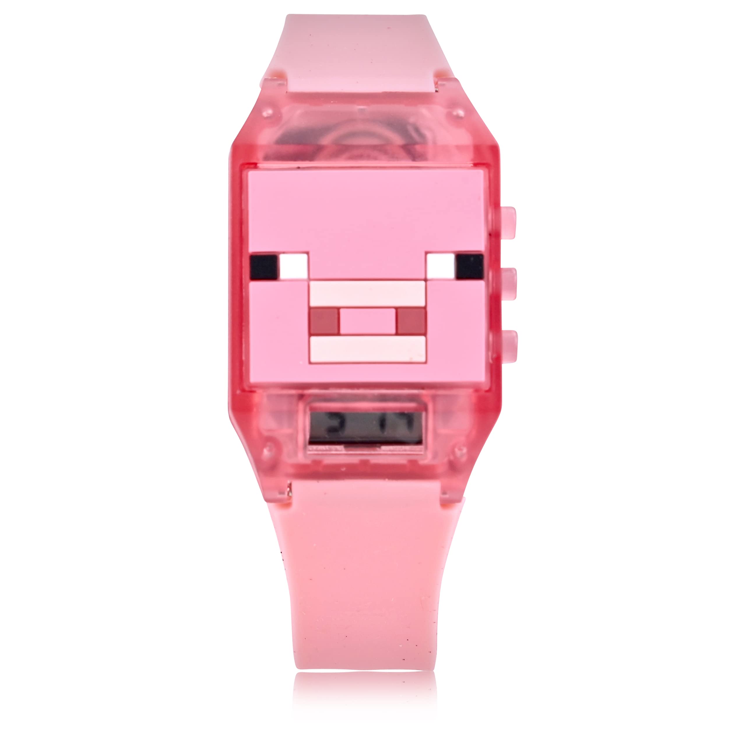 Microsoft Minecraft Kids Digital Watch - LED Flashing Light, LCD Display, Kids, Girls Watch, Silicone Strap in Pink (Model: Min4031AZ)