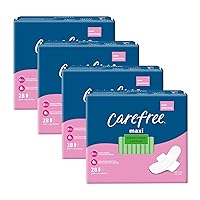 Carefree Maxi Pads for Women, Super/Long Pads With Wings, 112ct (4 Packs of 28ct) | Carefree Pads, Feminine Care, Period Pads & Postpartum Pads | 112ct (4 Packs of 28ct)
