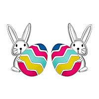 jagosen Easter Earrings For Girls Women Sterling Silver Cute Easter Bunny Egg Earrings Animal Stud Earrings Gifts Jewellery