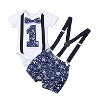 Baby Boys Gentleman Formal Suit Baptism Christening Birthday Cake Smash Outfit Bowtie Bloomers Suspenders Set
