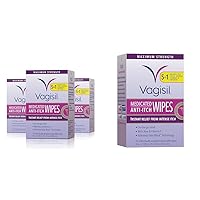 Vagisil Anti-Itch Feminine Wipes Maximum Strength Pack of 3 (12 Wipes) and Pack of 1 (12 Wipes)
