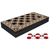 Turkish Backgammon Set, Nacreous Wooden and Leather Covering, Board Game for Family Nights, Modern Elite Vinyl Unscratchable Tavla for Adults and Couples, Magnetic Closing Meachanism by LaModaHome