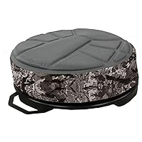 Hawk Memory Foam Bucket Top Seat - Silent Lightweight Comfortable Swiveling Portable Camo Chair for Camping, Hunting, Fishing | Easily Mounts to 2.5-7 Gallons Bucket