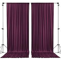 10 feet x 10 feet Eggplant Purple IFR Polyester Backdrop Drapes Curtains Panels with Rod Pockets - Wedding Ceremony Party Home Window Decorations
