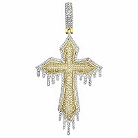 Creative jewels20 1.05 CT Round Cut Diamond Tiered Drip Cross Women's Wedding Pendant Necklace 14k Yellow Gold Finish 18