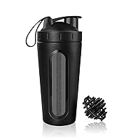 Insulated Sports Water Bottle, Shaker Bottle, Stainless Steel water container Loop Top Shaker Cup, Visible Window, Leak Proof, 28-Ounce - Black