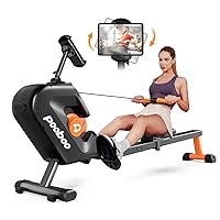 pooboo Rowing Machine, Max 350 LBS Magnetic Rower with LCD Monitor, Tablet Holder, Upgraded Rowing Machines for Home use