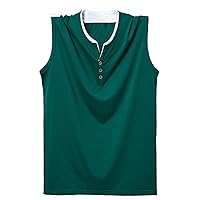 Men's Muscle Fit Tank Top Sleeveless Henley Shirt Basic Solid Shirt Vest Fashion Hippie Casual Shirts for Men Fitness