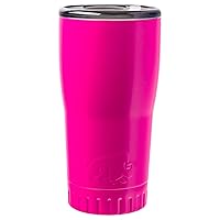 Silver Buffalo Double Walled Vacuum Insulated Stainless Steel Tumbler With Easy Sip Lid Keeps Hot and Cold, Travel Coffee Mug Clear Lid, 20 Ounces, Matte Pink