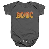 Popfunk Classic AC/DC Logo, Charcoal Baby/Toddler Unisex Boy Girl Onesie Short Sleeve Snapsuit (12 Months) Logo, Charcoal