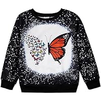 PATPAT Toddler Kids Teens Girls Crewneck Sweaters Sweatshirts Long Sleeve Shirts For Girls Hoodies Black Butterfly Fashion Cute Preppy Clothes 4-5 Years