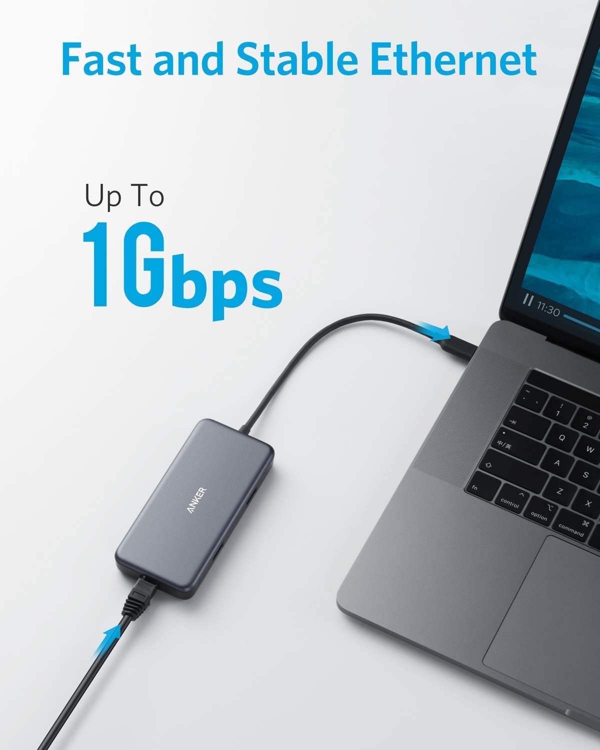 Anker USB C Hub Adapter, PowerExpand+ 7-in-1 USB C Hub, with 4K USB C to HDMI, 60W Power Delivery, 1Gbps Ethernet, 2 USB 3.0 Ports, SD and microSD Card Readers, for MacBook Pro and Other USB C Laptops
