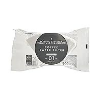 Hario Flat Bottom Coffee Filters, 01, White, 100 Count