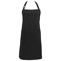 DII Adjustable Neck & Waist Ties with Front Pocket, 32x28 Apron Chino Chef Collection, Black, Chef Apron (CAMZ32815)