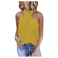 Clearance Deals, Womens Fashion Tank Tops Sexy Crisscross Halter Neck Camisole Shirts Cute Off Shoulder Going Out Tops Vacation Outfits
