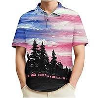 Mens Polo Shirts American Flag Patriotic 1776 Shirts American 4th of July Short Sleeve Independence Day T Shirt