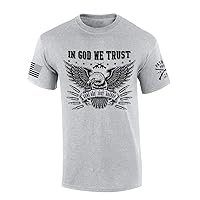 Patriot Pride Tshirt Mens Funny in God We Trust Guns are Just Back Up Eagle American Flag Short Sleeve T-Shirt Graphic Tee