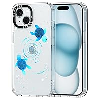 MOSNOVO Compatible with iPhone 15 Case, [Buffertech 6.6 ft Drop Impact] [Anti Peel Off Tech] Clear TPU Bumper Shockproof Phone Case Cover with Cute Swirl Space Turtle Designed for iPhone 15 6.1