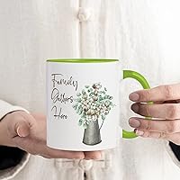 Funny Festival Gifts for Loves Ladies Family Gathers Here Watercolor Floral Demitasse Cups Quote Ceramic Drink Cup Country Flower Plant Encouragement Gag Presents for BFF Worker 11oz Coffee Mug