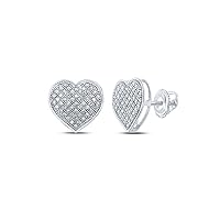 10K White Gold Diamond Heart Screwback Earrings 1/3 Ctw.