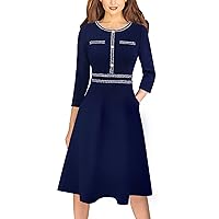 VFSHOW Womens Buttons Pockets Slim Wear to Work Office Business Bodycon A-Line Dress