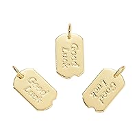 DanLingJewelry 10 pcs Metal Charms Real 18K Gold Plated Rectangle Word Good Luck Charms for Jewelry Making DIY Bracelet Necklace 15x9mm