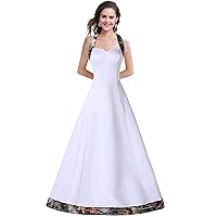 Halter Satin with Camo Banquet Prom Dresses Wedding Party Bride Dress Long