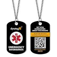 SuperAlert™ Smart Medical ID with Detailed Online Profile; Military Style Steel Pendant & Chain Set, with Lifetime Subscription