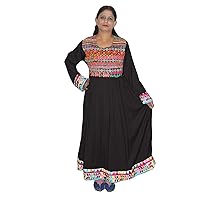 Women's Banjara Dress Cotton Ethnic Tunic Black Color Maxi Plus Size (7XL)
