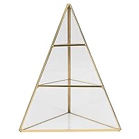Glass Pyramid Jewelry Organizer 3 Tier Jewelry Display Stand Tray Triangle Cone Shape Jewelry Rack Geometric Ring Display Case Box for Necklaces, Bracelets, Earrings 6.9 X 8.3 Inches