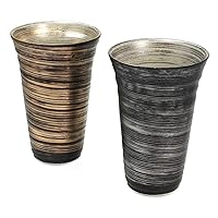 CtoC JAPAN Counter-Type Pair Beer Cups (Large) Multi, φ3.7 x 5.5 inches (9.3 x 14 cm), 13.5 fl oz (400 cc), Gold and Silver Brush, Pottery Kiln Arita Ware Made in Japan
