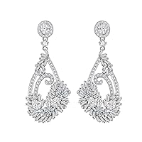 CZ Earrings Elegant Hanging Earrings Personalized Small Strip CZ Platinum Fashion Bride Wedding Accessories (Color : 01)