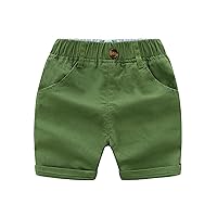 Toddler Boys Slant Pockets Decorative Buttons Chino Shorts Soft Cotton Solid Color Sport Shorts
