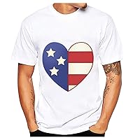 Mens American Flag T-Shirt Patriotic Vintage Shirts 4th of July Short Sleeve Hipster Tee Shirt Casual Beach Summer Shirts