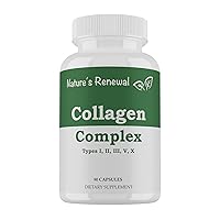 Collagen Complex Supplement – Hair, Nails & Skin Health – Marine, Bovine, Chicken Hydrolyzed Peptides & Vital Proteins for Men & Women – Types I, II, III, V, X – 90 Capsules
